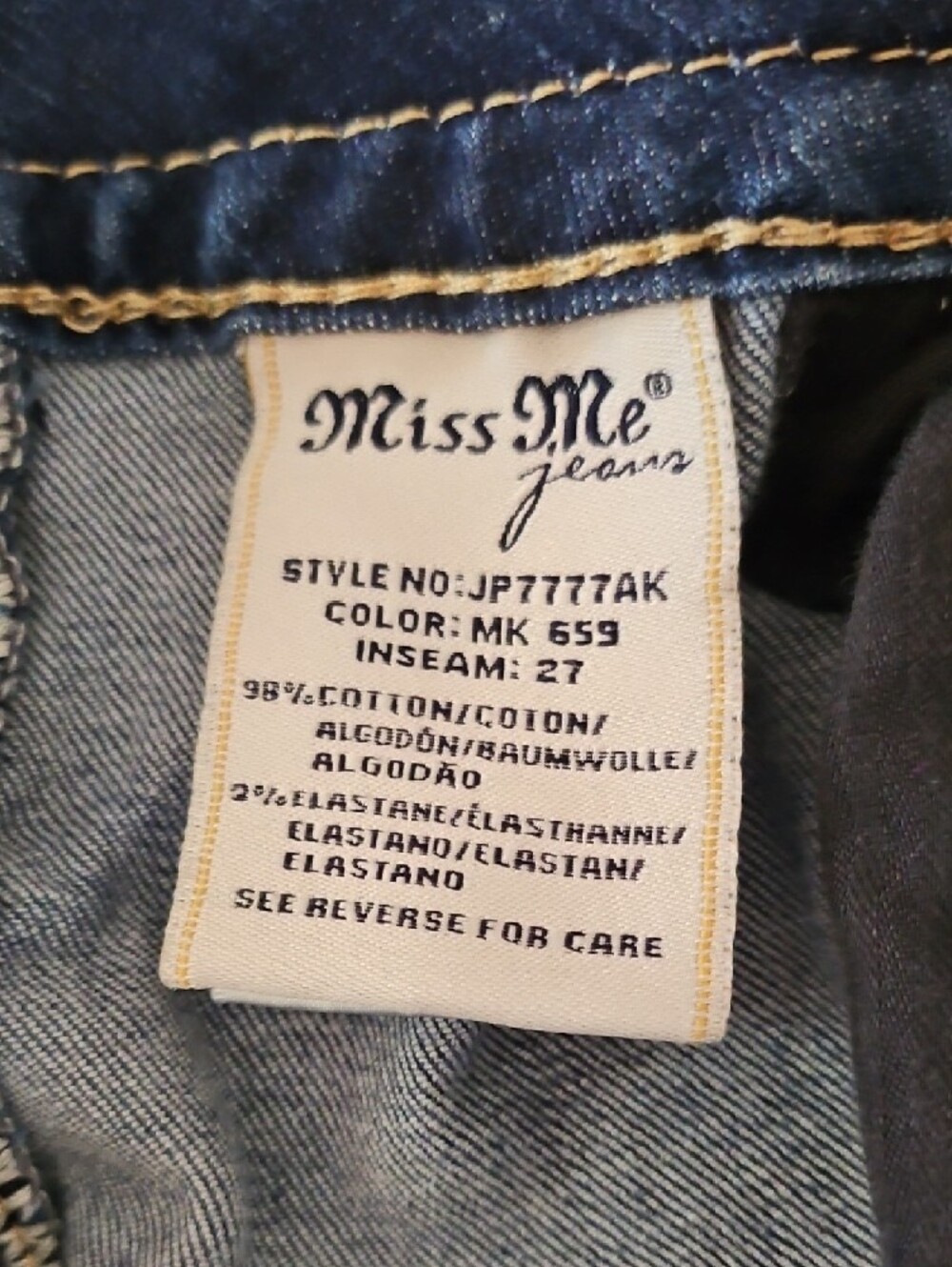 Miss Me Embroidered Cuffs 'Signature Ankle Skinny' Distressed Jeans - Size 30 - Picture 8 of 10